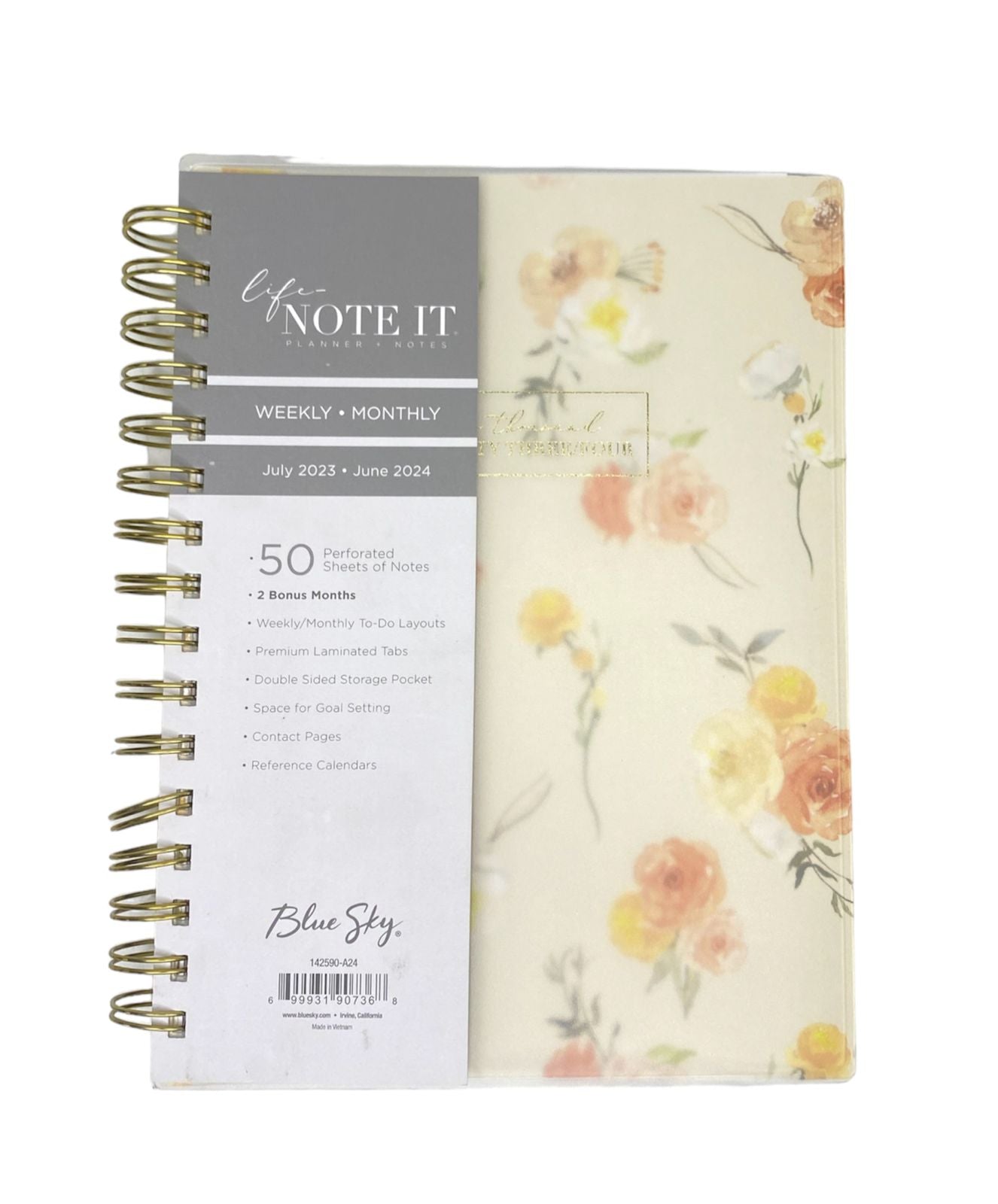 AGENDA BEIGE CON FLORES